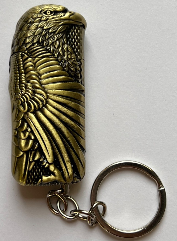 فندک برند لایتر (Lighter) مدل Eagle Brass – بدنه برنجی طرح عقاب همراه با حلقه جاکلیدی