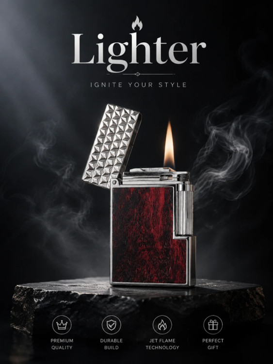 فندک گازی بغل زن برند لایتر(Lighter) طرح چوب کد 04