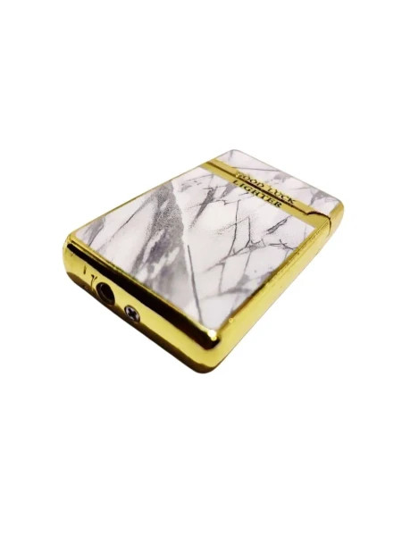 فندک بغل زن لایتر (lighter) گازی بدنه فلزی طرح سنگی سفید