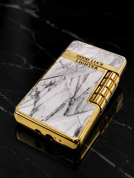 فندک بغل زن لایتر (lighter) گازی بدنه فلزی طرح سنگی سفید