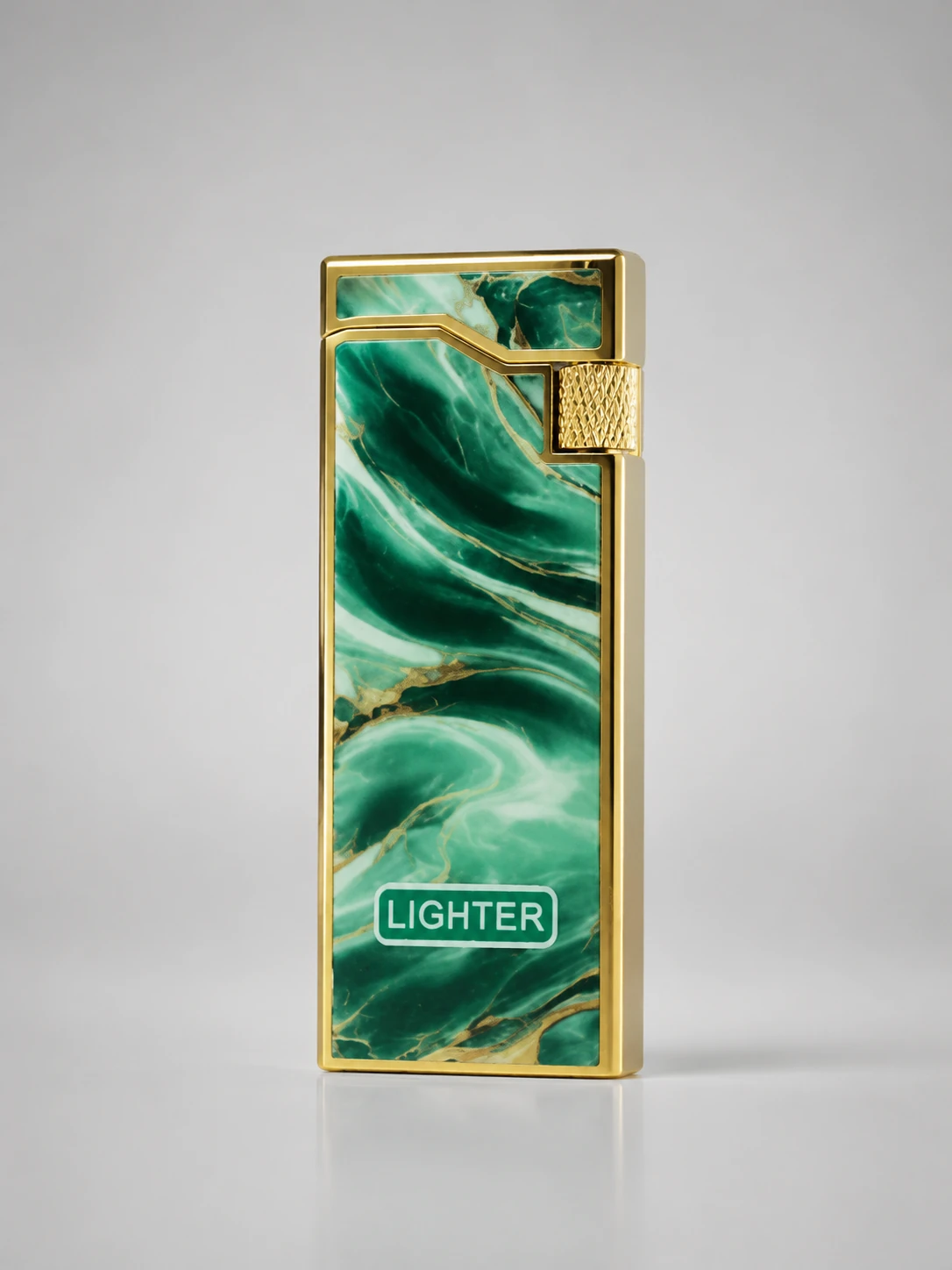 فندک گازی لایتر(Lighter) چرخ بغل اسلیم (Slim) طرح سنگ سبز