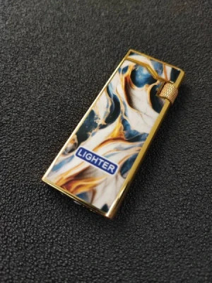 فندک گازی لایتر(Lighter) چرخ بغل اسلیم (Slim) طرح سنگ سفید