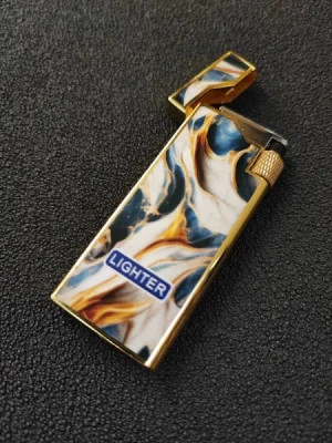 فندک گازی لایتر(Lighter) چرخ بغل اسلیم (Slim) طرح سنگ سفید