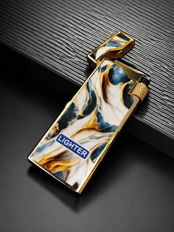 فندک گازی لایتر(Lighter) چرخ بغل اسلیم (Slim) طرح سنگ سفید
