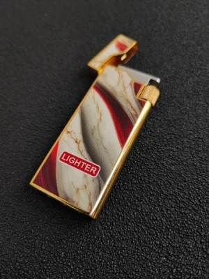 فندک گازی لایتر(Lighter) چرخ بغل اسلیم (Slim) طرح سنگ سفید قرمز