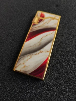 فندک گازی لایتر(Lighter) چرخ بغل اسلیم (Slim) طرح سنگ سفید قرمز