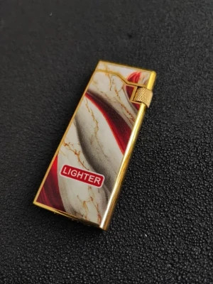 فندک گازی لایتر(Lighter) چرخ بغل اسلیم (Slim) طرح سنگ سفید قرمز