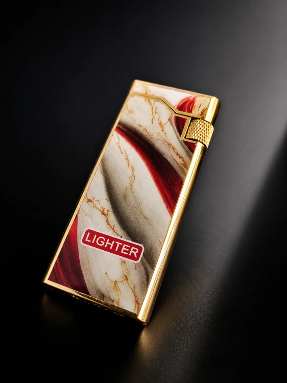 فندک گازی لایتر(Lighter) چرخ بغل اسلیم (Slim) طرح سنگ سفید قرمز