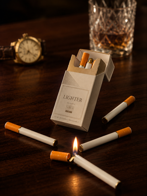 فندک جیبی برند لایتر (Lighter) طرح سیگار مینیمال | مدل باریک و لوکس