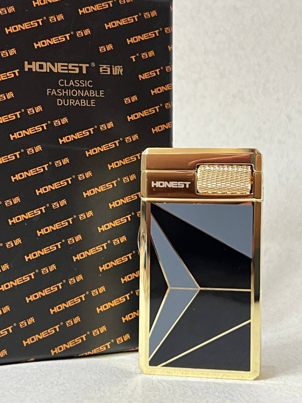 فندک گازی دو شعله آنست (HONEST) طرح هندسی مدرن با شیفتر تغییر شعله | فروشگاه بارزار