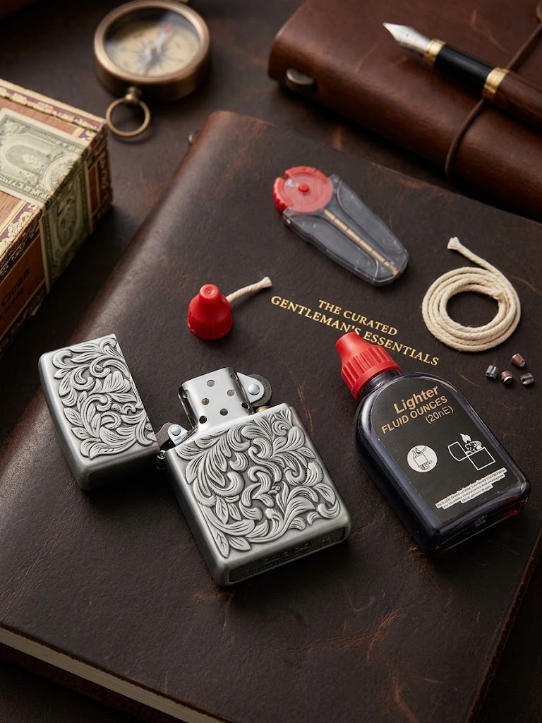 پک هدیه ۴ تکه فندک بنزینی طرح زیپو لایتر (LIGHTER) طرح اسلیمی در دو رنگ با چوب سیگار و بنزین | فروشگاه بارزار