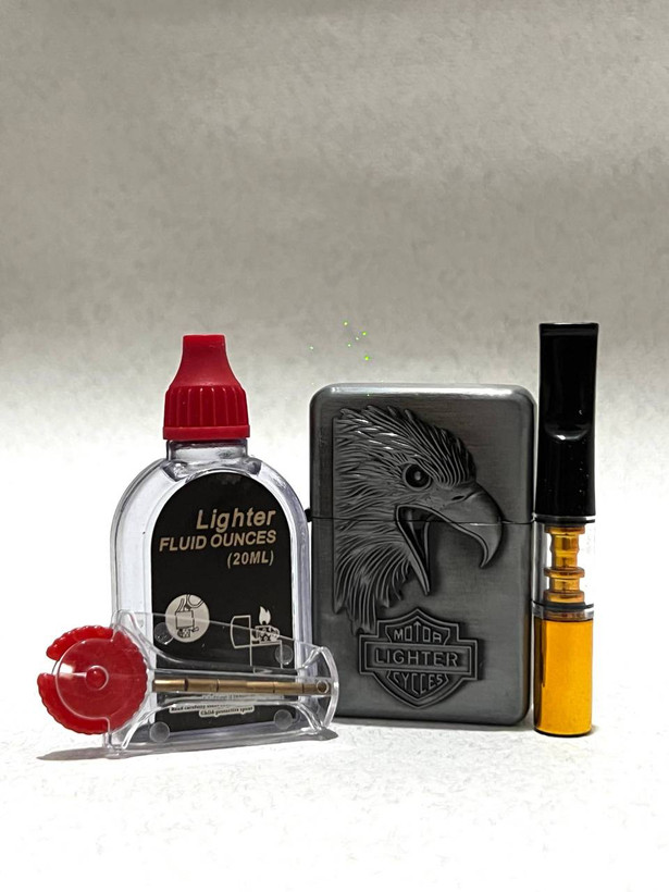 پک هدیه ۴ تکه فندک بنزینی لایتر (LIGHTER) طرح عقاب هارلی دیویدسون با چوب سیگار و بنزین در دو رنگ | فروشگاه بارزار