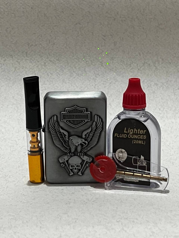 پک هدیه ۴ تکه فندک بنزینی لایتر (LIGHTER) طرح عقاب و جمجمه هارلی نقرهای | فروشگاه بارزار